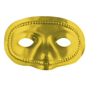 Mardi Gras Metallic Half Mask - gold - Bulk 24 Pack