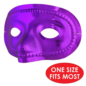 Metallic Half Masks - assorted gold, green, purple 