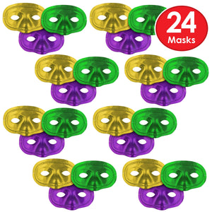 Metallic Half Masks - assorted gold, green, purple 