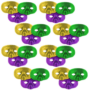 Metallic Half Masks - assorted gold, green, purple 