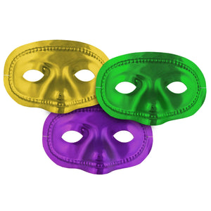 Mardi Gras Metallic Half Masks - Bulk 24 Pack