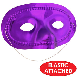 Mardi Gras Party Supplies - Metallic Half Mask - purple