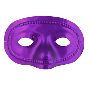 Mardi Gras Metallic Half Mask - purple - Bulk 24 Pack