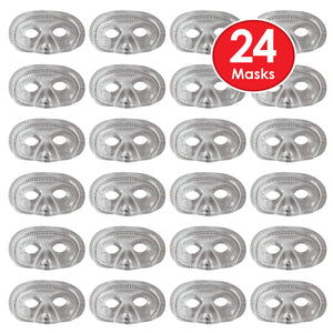 Mardi Gras Party Supplies - Metallic Half Mask - silver