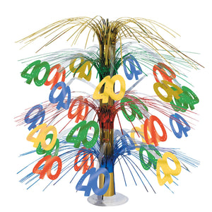 40th Birthday Party Cascade Centerpiece - multi-color - Bulk 6 Pack