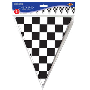 Bulk Racing Party Checkered Pennant Banner (Case of 12) by Beistle