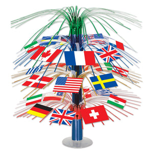 International Flag Cascade Party Centerpiece - Bulk 6 Pack