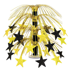 Star Cascade Party Centerpiece - black/gold - Bulk 6 Pack