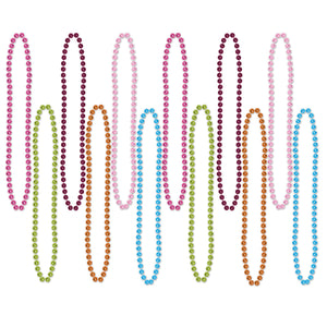 Party Bead Necklaces - Small Round Asst colors - Bulk 144 Pack