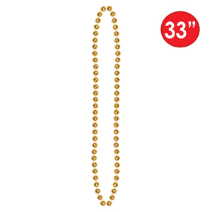 Party Bead Necklaces Small Round gold (Case of 144) by Beistle