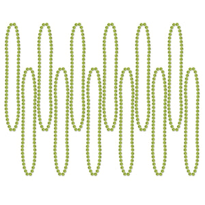 Party Bead Necklaces - Small Round Light green - Bulk 144 Pack