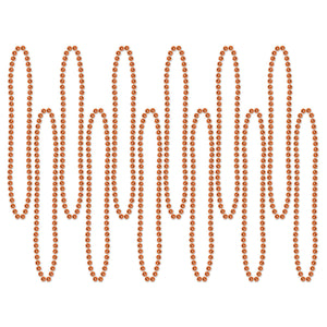 Party Bead Necklaces - Small Round orange - Bulk 144 Pack