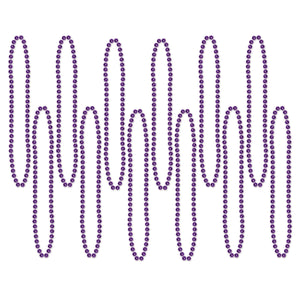 Party Bead Necklaces - Small Round purple - Bulk 144 Pack