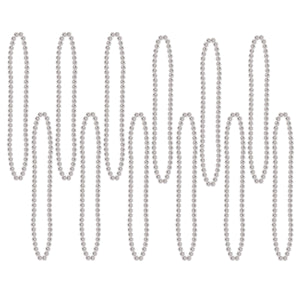 Party Bead Necklaces - Small Round silver - Bulk 144 Pack