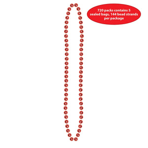 Party Accessories - Party Bead Necklaces - Small Round - red