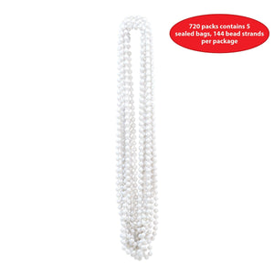 Party Bead Necklaces - Small Round - white