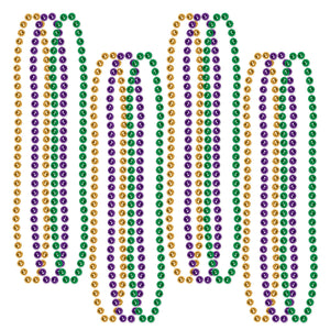 Mardi Gras Small Round Bead Necklaces - Bulk 144 Pack