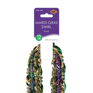 Bulk Mardi Gras Party Swirl Bead Necklaces (Case of 144) by Beistle