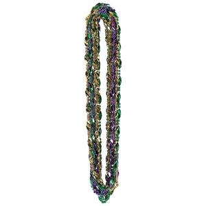 Mardi Gras Swirl Bead Necklaces - Bulk 144 Pack