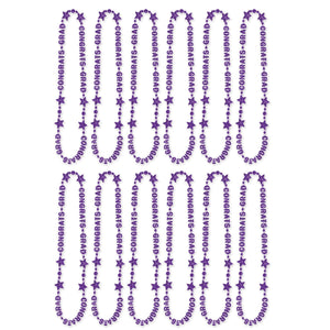 Congrats Grad Bead Necklaces - purple