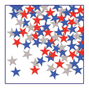 Confetti Stars Party Decor red - silver - blue (1 Oz per Pack) - Bulk/12 Packs