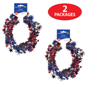 Gleam 'N Flex Star Garland - red, silver, blue 