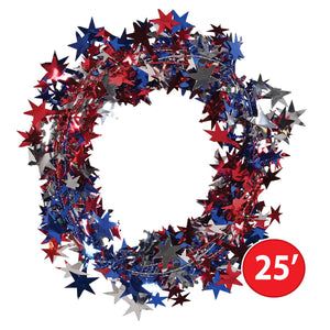 Gleam 'N Flex Star Garland - red, silver, blue 