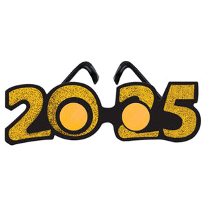 2025 Glittered Plastic Eyeglasses gold - Bulk 12 Pack