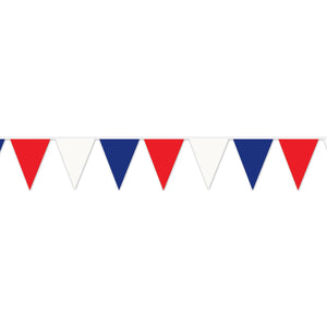 120 ft.- Red - White/Blue Party Pennant Banner - Bulk 12 Pack