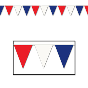 30 ft.- Red - White/Blue Party Pennant Banner - Bulk 12 Pack