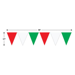 Outdoor Pennant Banner, red, white, green 