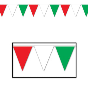 30 ft. Red - White/Green Party Pennant Banner - Bulk 12 Pack