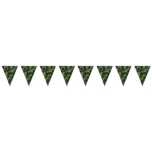 Camo Pennant Party Banner - Bulk 12 Pack