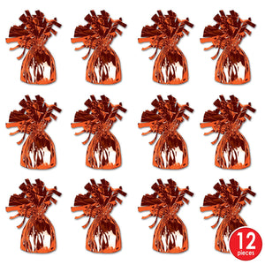 Bulk Metallic Wrapped Balloon Weight orange (Case of 12) by Beistle