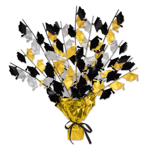 Graduation Party Centerpiece - black - gold - silver - Bulk 12 Pack