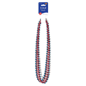 Star Bead Necklaces - assorted red, silver, blue 