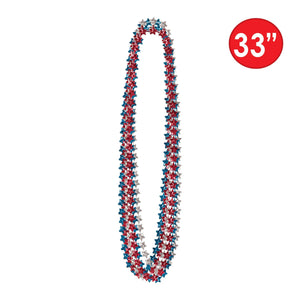 Star Bead Necklaces - assorted red, silver, blue 