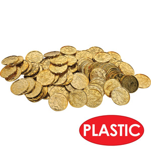 Bulk Pirate Party Plastic Coins gold (Case of 1200) by Beistle