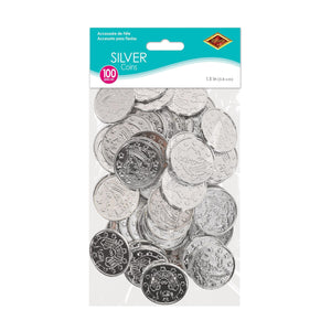 Bulk Pirate Party Plastic Coins silver (Case of 1200) by Beistle