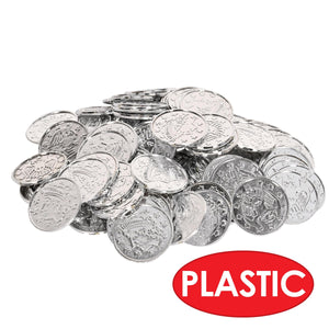 Bulk Pirate Party Plastic Coins silver (Case of 1200) by Beistle