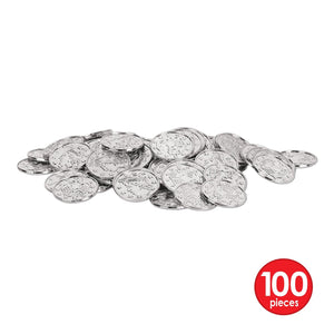 Bulk Pirate Party Plastic Coins silver (Case of 1200) by Beistle