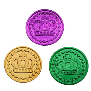 Bulk Mardi Gras Plastic Coins assorted gold, green, purple (Case of 1200) by Beistle