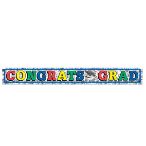 Metallic Congrats Grad Graduation Party Fringe Banner - Bulk 12 Pack