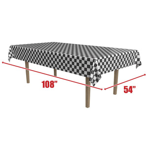 Plastic Checkered Rectangular Tablecover - black & white