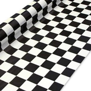 Bulk Black & White Plastic Checkered Table Roll by Beistle