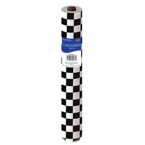 Bulk Black & White Plastic Checkered Table Roll by Beistle