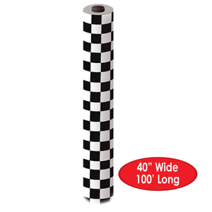 Bulk Black & White Plastic Checkered Table Roll by Beistle