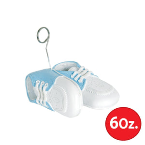 Baby Shoes Photo/Balloon Holder, white with lt blue upper 