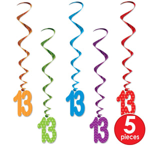  13 Whirls, party supplies, decorations, The Beistle Company, Birthday-AgeSpecific, Bulk, Birthday Party Supplies, Birthday Decorations, Birthday Party Danglers