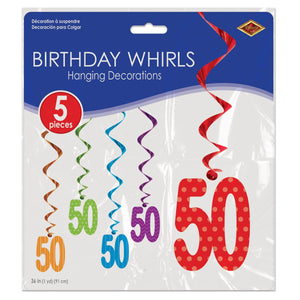  50 Whirls, party supplies, decorations, The Beistle Company, Birthday-AgeSpecific, Bulk, Birthday Party Supplies, Birthday Decorations, Birthday Party Danglers